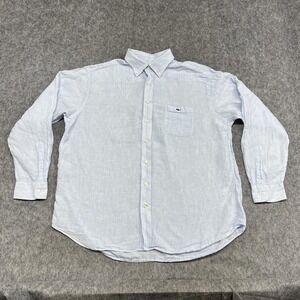 Vineyard Vines Shirt Mens XL Light Blue Striped Classic Tucker Linen Button Down